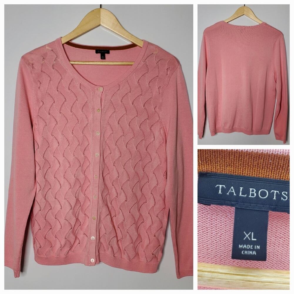 Talbots Pink button up cardigan sweater Size XL Excellent used condition